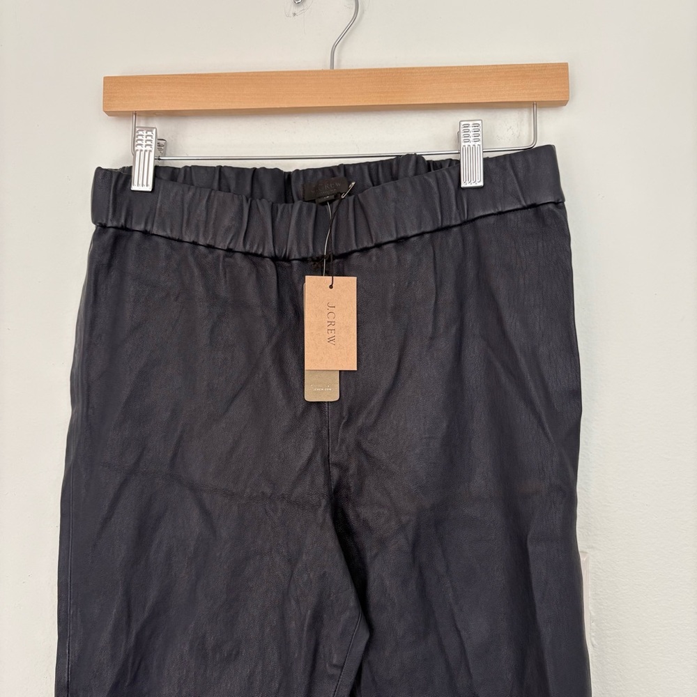 J. Crew Collection || Genuine Leather Pull On Skinny Pants Leggings Navy Blue 12 - Picture 3 of 8
